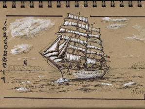 Jour 7 - inspiration du livre How to Paint Boats de Ralph S. Coventry